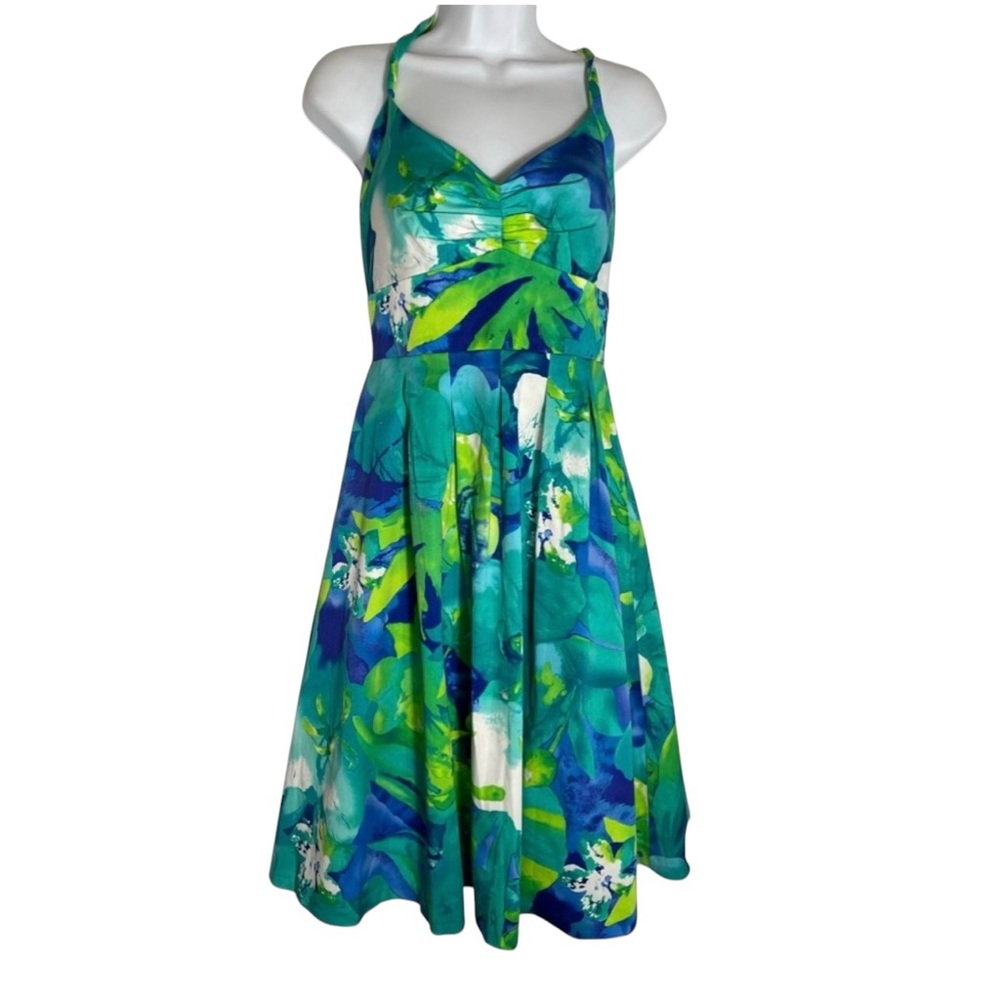 NWT Betsey & Adam dress size‎ 6 stunning bright halter dress 💙💚💚💙